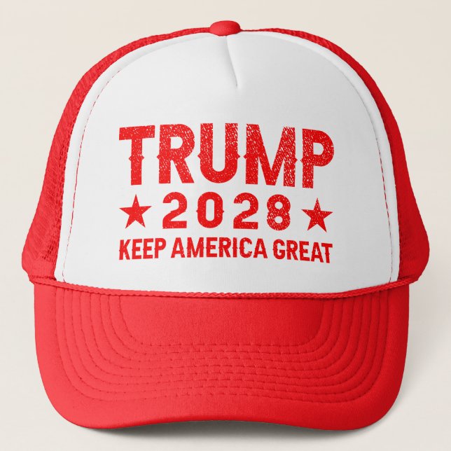 Trump 2028 Keep America Great  Trucker Hat (Front)
