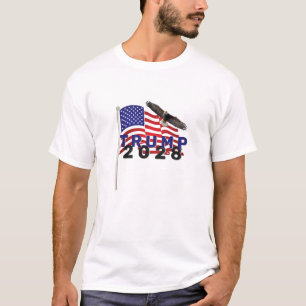 Trump 2028 on American Flag T-Shirt