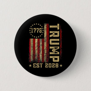 Trump 2028 Vote Donald Trump America Us Flag Vinta 6 Cm Round Badge
