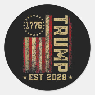 Trump 2028 Vote Donald Trump America Us Flag Vinta Classic Round Sticker