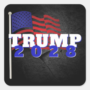 TRUMP 2028 With American Flag Square Sticker