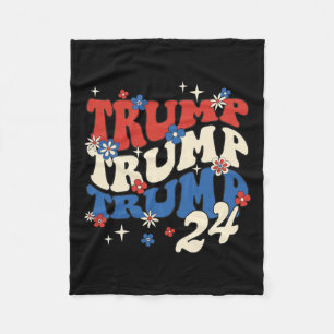 Trump 24 2024 Groovy Retro Fleece Blanket