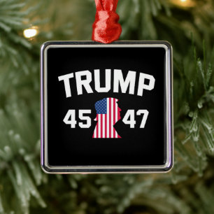 Trump 45 47 2024 President Metal Tree Decoration