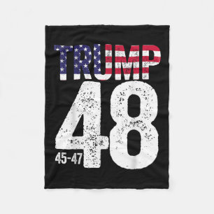 Trump 45-47-48 American Flag 2028 Presidential Fleece Blanket