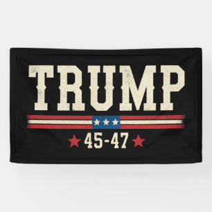 Trump 45 47 American USA Flag Retro Vintage Banner