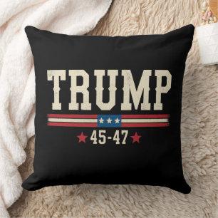 Trump 45 47 American USA Flag Retro Vintage Cushion