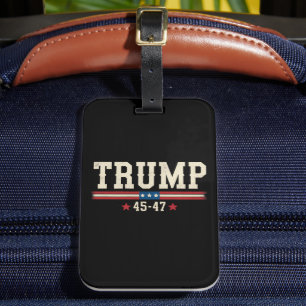Trump 45 47 American USA Flag Retro Vintage Luggage Tag