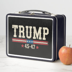 Trump 45 47 American USA Flag Retro Vintage Metal Lunch Box