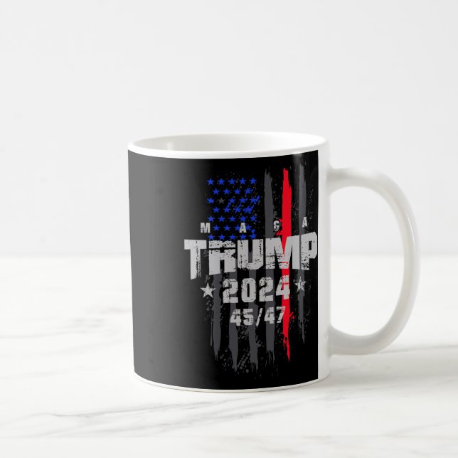 Trump 45-47 Mega Us Flag 2024 Presidential Electio Coffee Mug (Right)