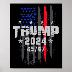 Trump 45-47 Mega Us Flag 2025 Presidential Electio Poster
