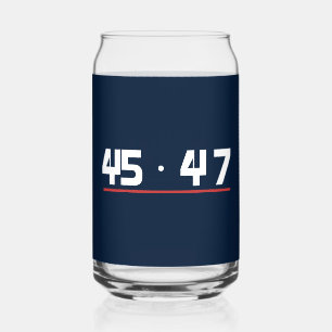 Trump 45 47 Navy Red Numerals Can Glass