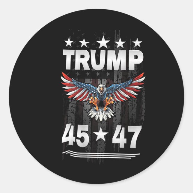Trump 45 47 (on Back)  Classic Round Sticker (Front)