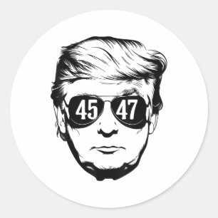 Trump 45 47 Patriotic Sungles Distressed Trump 202 Classic Round Sticker