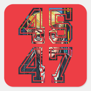 Trump 45 47 Pop Art American President Square Sticker