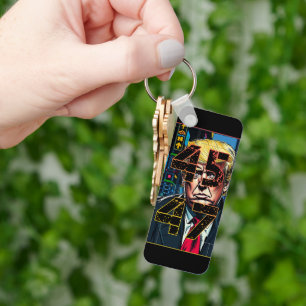 Trump 45 47 Pop Art Portrait Key Ring