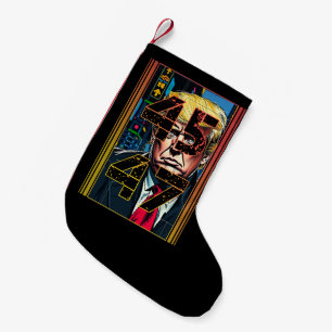 Trump 45 47 Pop Art Portrait Small Christmas Stocking