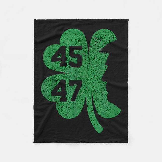 Trump 45 47 President St. Patricks Day Shamrock Lu Fleece Blanket (Front)
