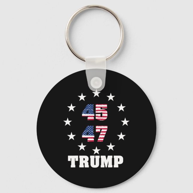 Trump 45 47 President Usa Flag 2024 2025 Winner  Key Ring (Front)