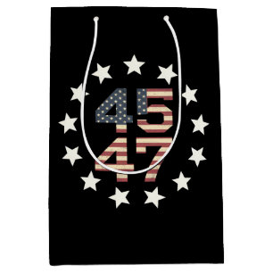 Trump 45 47 Stars Vintage USA American Flag Medium Gift Bag