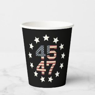 Trump 45 47 Stars Vintage USA American Flag Paper Cups