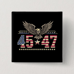Trump 45 47 Vintage American USA Eagle Flag 15 Cm Square Badge