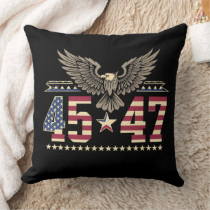 Trump 45 47 Vintage American USA Eagle Flag Cushion