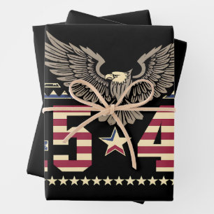 Trump 45 47 Vintage American USA Eagle Flag Wrapping Paper Sheet