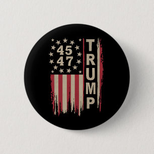 Trump 45 47 Vintage Retro America USA Flag 6 Cm Round Badge