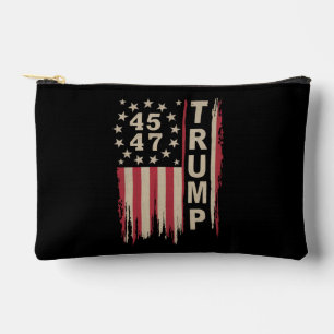 Trump 45 47 Vintage Retro America USA Flag Accessory Pouch
