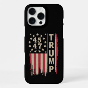 Trump 45 47 Vintage Retro America USA Flag iPhone 16 Pro Max Case