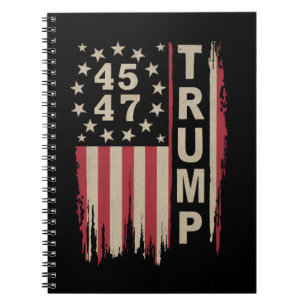 Trump 45 47 Vintage Retro America USA Flag Notebook