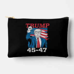 Trump 45 47 Vintage Retro USA American Flag Accessory Pouch