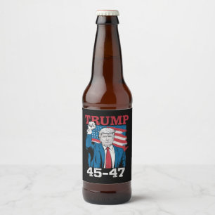 Trump 45 47 Vintage Retro USA American Flag Beer Bottle Label
