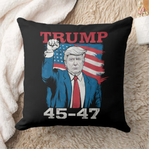 Trump 45 47 Vintage Retro USA American Flag Cushion