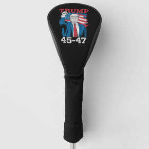 Trump 45 47 Vintage Retro USA American Flag Golf Head Cover