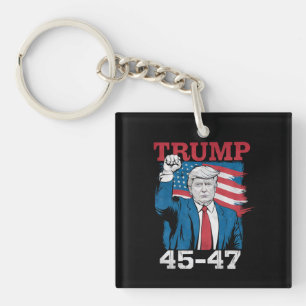 Trump 45 47 Vintage Retro USA American Flag Key Ring