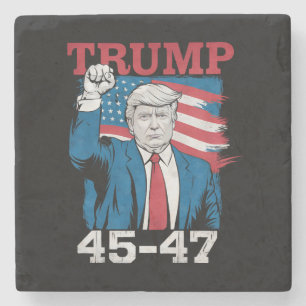 Trump 45 47 Vintage Retro USA American Flag Stone Coaster