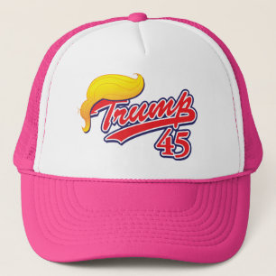 Trump-45-with-Hair Trucker Hat