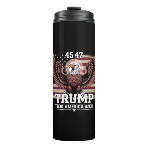 Trump 45th 47th President Flag 2025 Eagle America Thermal Tumbler