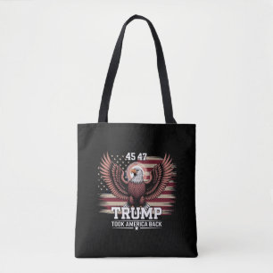 Trump 45th 47th President Flag 2025 Eagle America Tote Bag