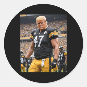 Trump 47 Fittsburgh Footbyll Player Funny  Classic Round Sticker
