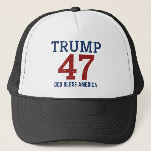 Trump 47 God Bless America Trucker Hat