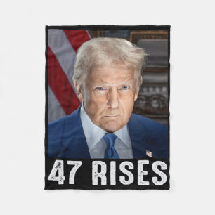Trump 47 Rises Inauguration Photo Of Donald Trump  Fleece Blanket