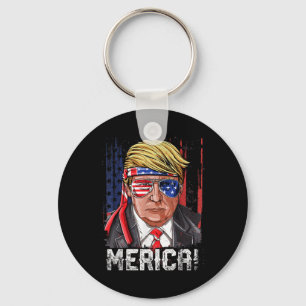 Trump 4th Of July Merica Men Women Usa American Fl Key Ring