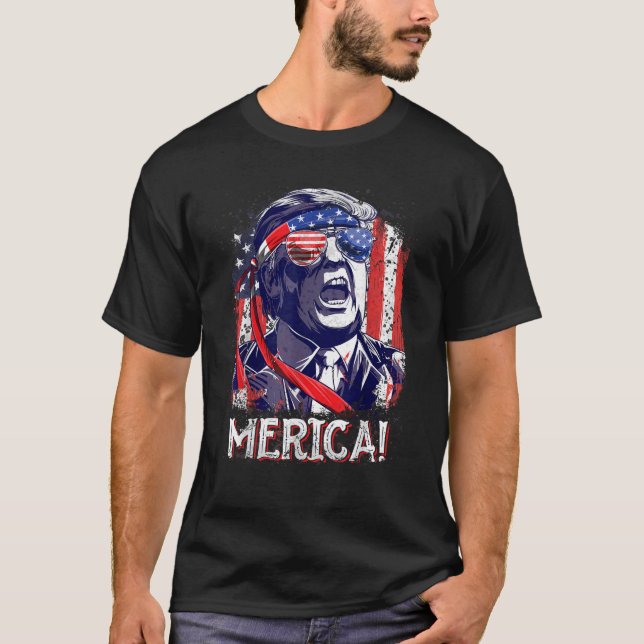 Trump 4th of July Merica Men Women USA American Fl T-Shirt (Front)