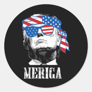 Trump 4th Of July Us American Flag Men Funny  Classic Round Sticker