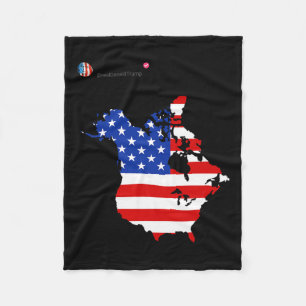 Trump 51 State Of American Canada Usa Flag United Fleece Blanket