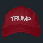 TRUMP Adjustable Red Hat<br><div class="desc">Make America Great Again by wearing this bold "TRUMP" hat.</div>