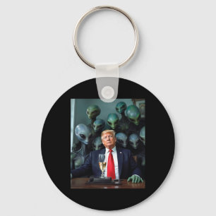 Trump Aliens Office Photo Uap Ufo Extraterrestrial Key Ring