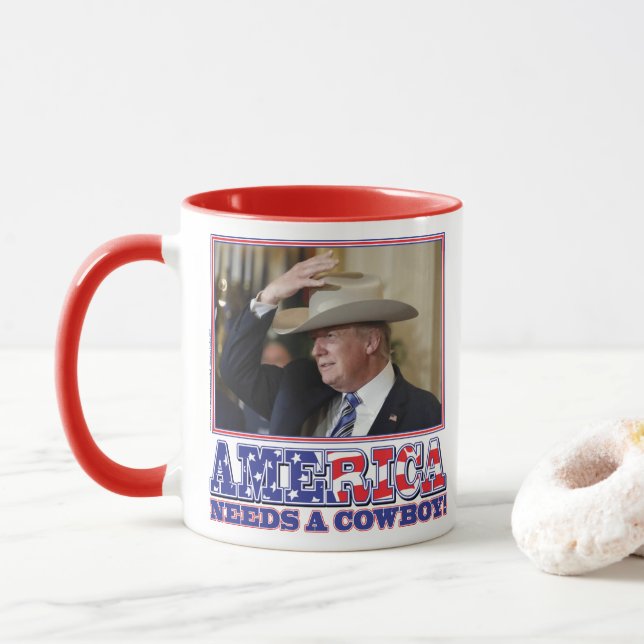TRUMP-AMERICA-COWBOY MUG (With Donut)